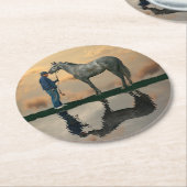 グレーホースアンドグルーミングOTTB紙コースター ラウンドペーパーコースター (アングル)