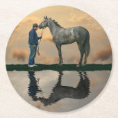 グレーホースアンドグルーミングOTTB紙コースター ラウンドペーパーコースター (正面)