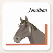 グレーホースポートレート スクエアペーパーコースター (正面)