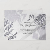 グレーボタニカル悔やみや弔慰サンキューカード サンキューカード (正面/裏面)