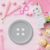 グレーボタン紙プレート ペーパープレート (パーティー)