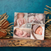 グレーボックスシンプルモノグラム新生児フォトコラージュ フォトプラーク (側面)