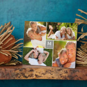 グレーボックスタイムレスモノグラム結婚の写真イーゼル フォトプラーク (側面)