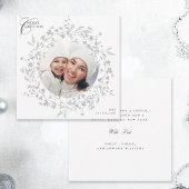 グレーボホワイルドフラワーリースクリスマスフォトスクエア シーズンカード