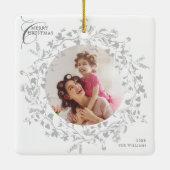 グレーボホワイルドフラワーリースクリスマス2写真 セラミックオーナメント (裏面)