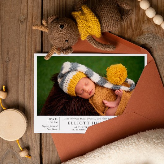 グレーポスト誕生ベビーシャワー写真Sip & See 招待状