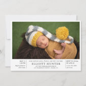 グレーポスト誕生ベビーシャワー写真Sip & See 招待状 (正面)