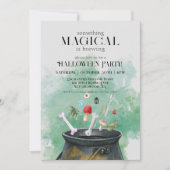 グレーポーション&呪文ウィッチカルドロンハロウィーン 招待状 (正面)