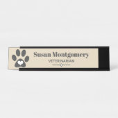 グレーポープリント&ハート デスクネームプレート (正面)