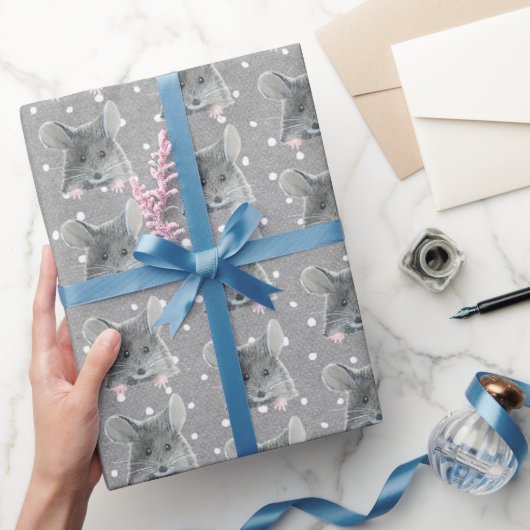 グレーマウスの水玉模様 ラッピングペーパー (ギフト)