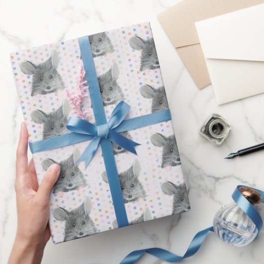 グレーマウスの水玉模様 ラッピングペーパー (ギフト)