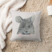 グレーマウスオンパステルドット クッション (ブランケット)