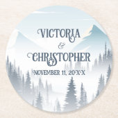 グレーマウンテンフォグフォレストウィルダネス結婚ズ ラウンドペーパーコースター (正面)