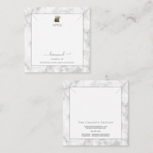 グレーマエレガントーブルの誕生石のネックレスディスプレイ  スクエア名刺 (正面/裏面)