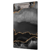 グレーマフェイクーブルアゲートゴールデングリッターブラックストーン クリップボード (左)