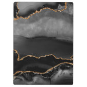 グレーマフェイクーブルアゲートゴールデングリッターブラックストーン クリップボード (裏面)