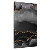 グレーマフェイクーブルアゲートゴールデングリッターブラックストーン クリップボード (右)