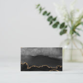 グレーマフェイクーブルアゲートゴールデングリッターブラックストーン 名刺 (スタンド正面)