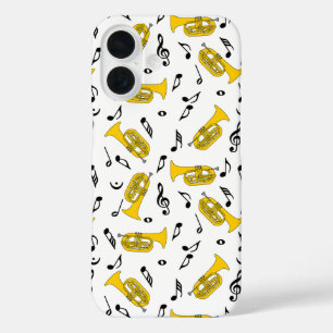 グレーマーチングバリトン音楽ノート iPhone 16ケース