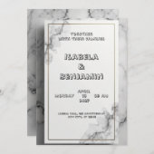 グレーマーブルエフェクト結婚式招待状 招待状 (正面/裏面)