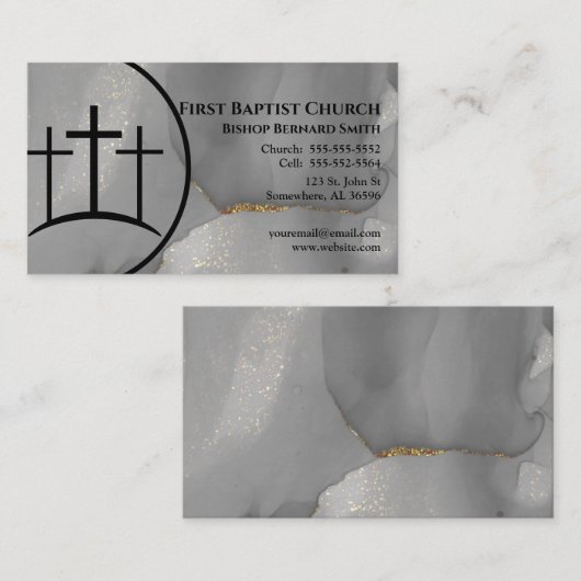 グレーマーブルクロスチャーチペストルまたはディーコン 名刺 (正面/裏面)