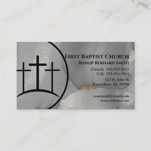 グレーマーブルクロスチャーチペストルまたはディーコン 名刺 (正面)