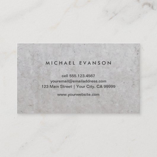 グレーマーブルストーンパターンシンプル建築 名刺 (裏面)