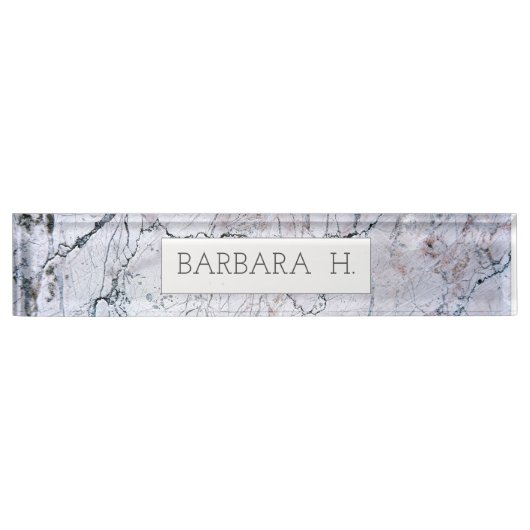 グレーマーブル名前をカスタムするエレガントビジネス デスクネームプレート (正面)