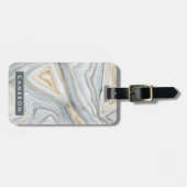 グレーマーブル抽象デザイン ラゲッジタグ (正面横)