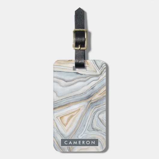 グレーマーブル抽象デザイン ラゲッジタグ (正面縦)
