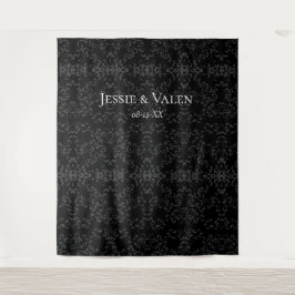 グレーミックス ブラック スワール ゴシック ウェディング タペストリー