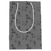 グレーミニチュアシュナウザーラインアート1-5 ミディアムペーパーバッグ (正面)