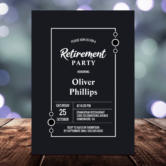 グレーミニマリストの退職パーティー 招待状