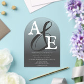 グレーミニマリストモノグラム結婚ズ アクリル招待状 (インサイチュ (ウェディング))
