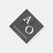 グレーミニマリストモノグラム結婚ズ スタンダードカクテルナプキン (角)