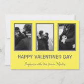 グレーミニマルとイエロー3フォトバレンタインデー シーズンカード (正面)