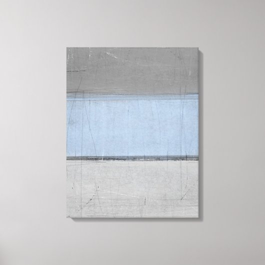 グレーミニマルとブルーの抽象芸術アート キャンバスプリント (正面)