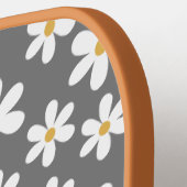 グレーミニマルとホワイトデイジーボパーソナライズされたホ ピックルボールラケット (左詳細)