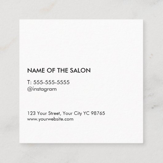 グレーミニマルエレガントバラはさみヘアスタイリスト スクエア名刺 (裏面)