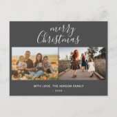 グレーミニマルクリスマススクリプトファミリー2写真 シーズンポストカード (正面)