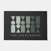 グレーミニマルグリーン幾何デザインパーソナライズされた ドアマット (正面)