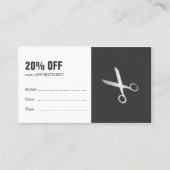 グレーミニマルシルバフェイクヘアアポイントメントクーポン 割引カード (正面)