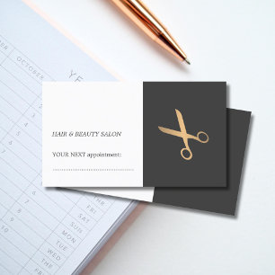 グレーミニマルフェイク金ゴールドヘアスタイリストアポイントメント 予約カード