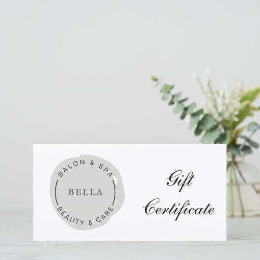グレーミニマルモダンサロンスパギフト証明書 (スタンド正面)