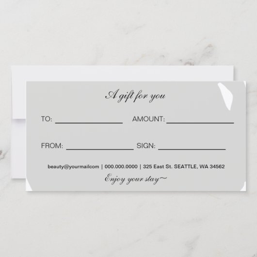 グレーミニマルモダンサロンスパギフト証明書 (裏面)