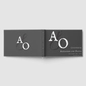 グレーミニマルモノグラムウェディング ゲストブック (全面)