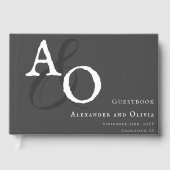 グレーミニマルモノグラムウェディング ゲストブック (正面)