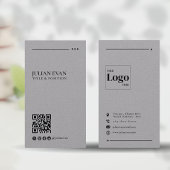グレーミニマルリンクインQRコード 名刺