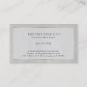 グレーミニマルレザーテクスチャ金ゴールドアクセント 名刺 (裏面)