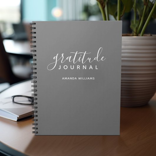 グレーミニマル感謝ジャーナル – 書道 ノートブック